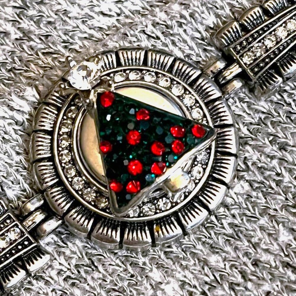 Jewelry Set ~ Rare Find ~ Rhinestone Christmas Tree ~ Link Bracelet